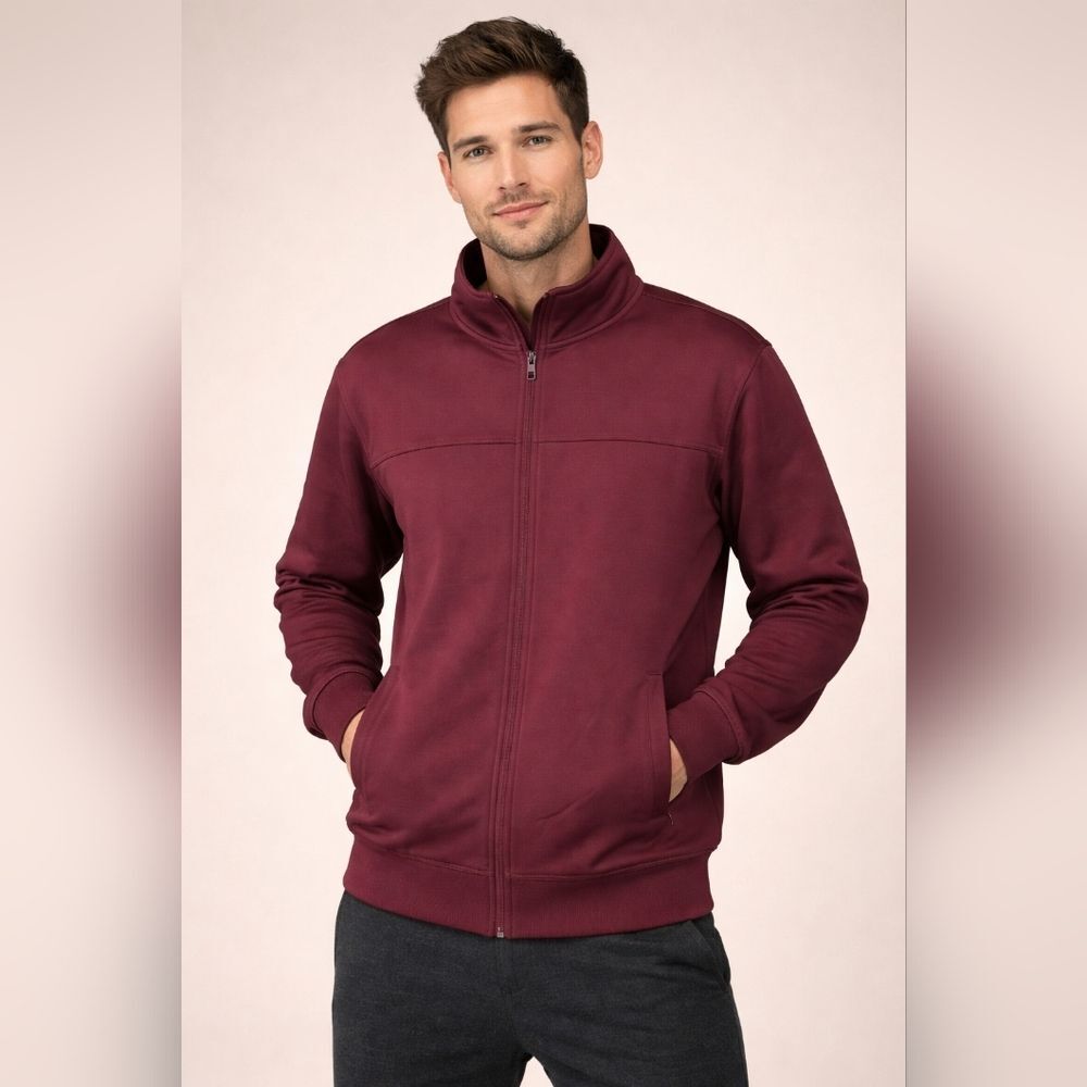 New TacVasen Burgundy Zip Up Jacket Mens M Athletic Track Bomber Full Zip Stretc